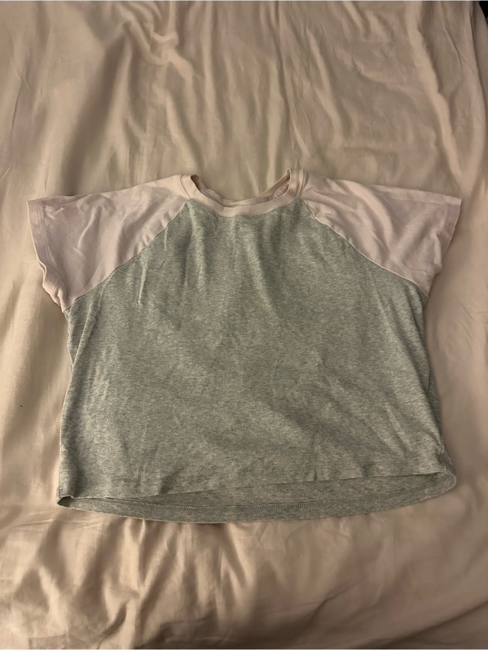 Hollister Gray Tee with Light Pink Raglan Sleeves